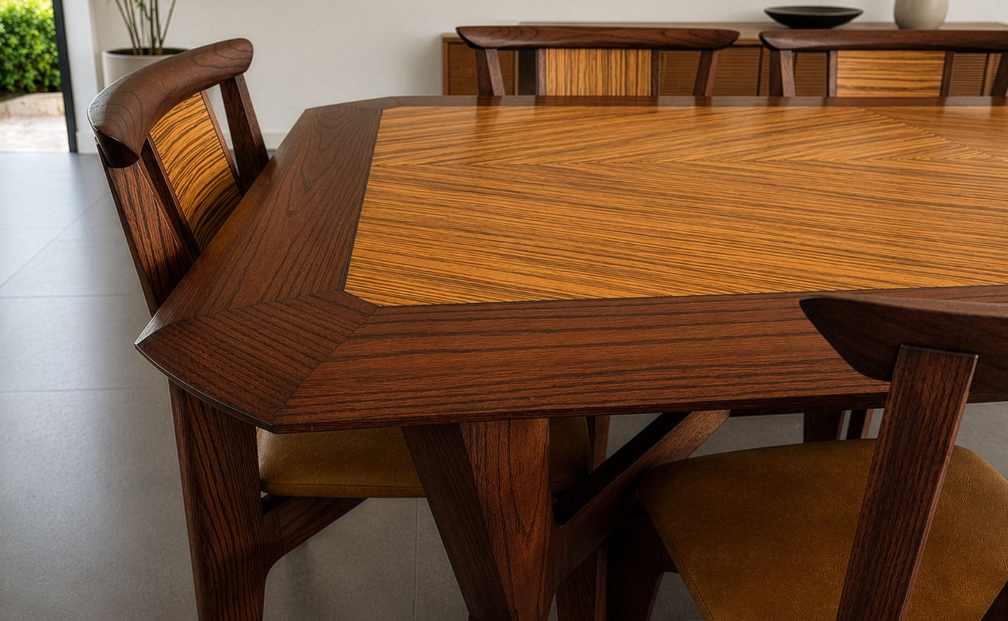 Oak/Zebrawood Dining Set